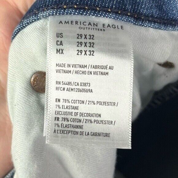 American Eagle AEO Medium Blue Slim Straight Leg Jeans 29 X 32 - Picture 4 of 4